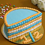 Lovely Blue & Beige Half Cake Eggless 1 Kg