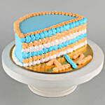 Lovely Blue & Beige Half Cake Eggless 500 Gms