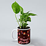 Money Plant In Happy Diwali White Ceramic Mug