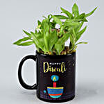Two Layer Bamboo Plant In Black Mug