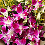 Six Purple Orchids Bouquet