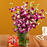 Bright Ganesha Table Top & Purple Orchids Vase