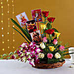 Diwali Special Floral Basket With Personalised Photos