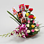 Diwali Special Floral Basket With Personalised Photos