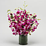 Blissful Ganesha Table Top & Purple Orchids Vase