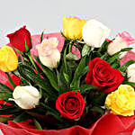 Syngonium Plant & Colourful Rose Bouquet