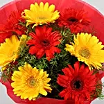 Glorious Red & Yellow Gerbera Blossoms Bouquet