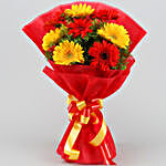 Glorious Red & Yellow Gerbera Blossoms Bouquet