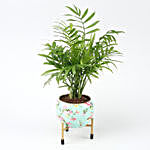 Chamaedorea Plant In Floral Design Metal Pot