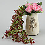 Artificial Pink Roses Floral Arrangement