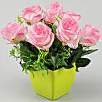 Artificial Pink & Yellow Roses Vases