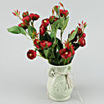Artificial Red Ranunculus Blossoms Vase
