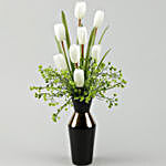 Artificial White Tulips Vase