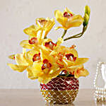 Artificial Yellow Iris Vase Arrangement