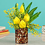 Artificial Yellow Lotus Buds Vase