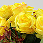 Bright Yellow Artificial Roses Vase
