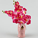 Delightful Dark Pink Artificial Orchids Vase