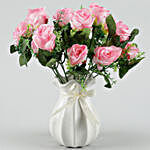 Marvellous Artificial Pink Roses Vase