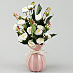 Pristine White Artificial Ranunculus Vase