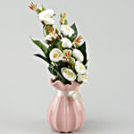 Pristine White Artificial Ranunculus Vase
