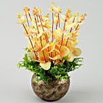 Artificial Blooming Yellow Huckleberry Vase