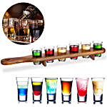 Wooden 6 Shot Glass Holder Paddle Plate