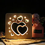 3D Wooden LED Night Light Lamp -  Hearts