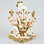 Gorgeous White & Gold Raja Ganesha Idol