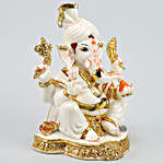 Gorgeous White & Gold Raja Ganesha Idol