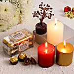 Xmas Special Candles With Amethyst Wish Tree & Ferrero Rocher
