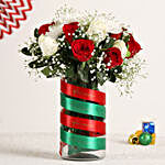Christmas Roses Bunch In Vase