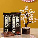 Rose Quart Wish Tree & Amul Milk Chocolate