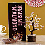 Rose Quartz Wish Tree & Amul Raisin N Almond Chocolate