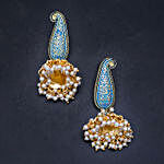 Blue Golden Jhumka Earrings