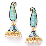 Blue Golden Jhumka Earrings