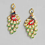 Gold Plated Multi Colour Peacock Design Drop Earrings