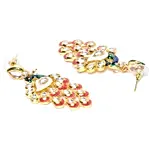 Gold Plated Multi Colour Peacock Design Drop Earrings