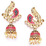 Gold Plated Pink Colour  Drop Earrings