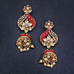 Pink Golden Jhumka Earrings
