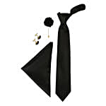 Microfiber Neck Tie & Lapel Pin Gift Set- Black