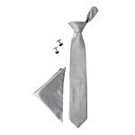 Microfiber Neck Tie & Pocket Square Gift Set- Silver