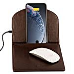 Pennline Deskmo Wireless Charger With Dock & Mousepad - Brown