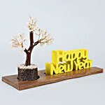 Happy New Year Table Top n Rose Quartz Stone Wish Tree
