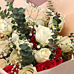 Beautifully Tied White & Red Roses Bouquet