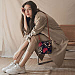 DailyObjects Midnight Chrysanthemums- Trapeze Crossbody Bag