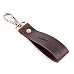 Genuine Leather Personalised Key Chain- Dark Brown
