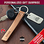 Genuine Leather Personalised Key Chain- Light Tan