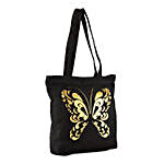 Gold Butterfly Printed Solid Tote