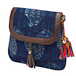 Indigo Tassel Detail Sling Bag