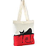 Lazy Cat Printed Solid Tote